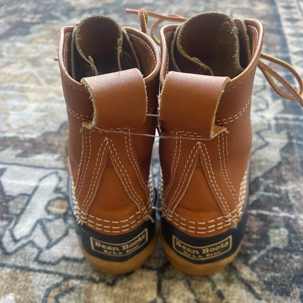 LL Bean Tan Navy Women's Bean Boots 8